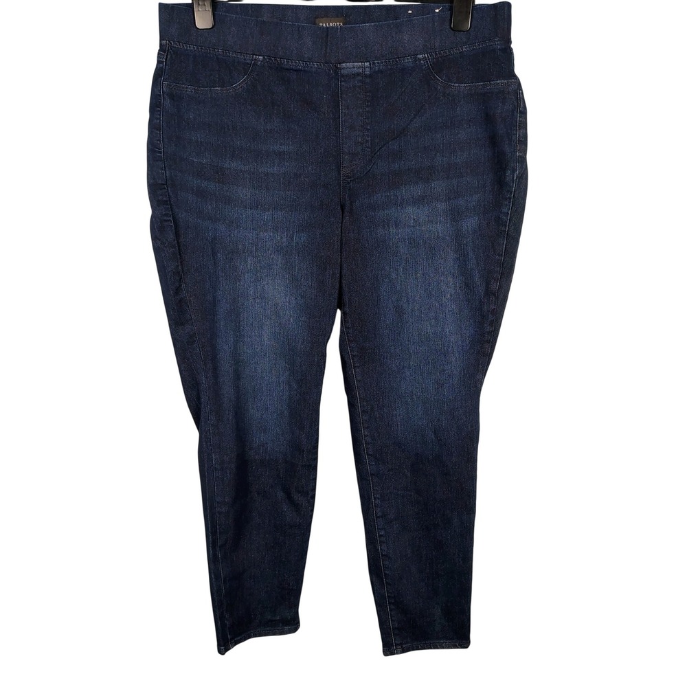 Talbots Womens 18W Pull-On Jegging Blue Cotton Blend Dark Wash Classic Normcore